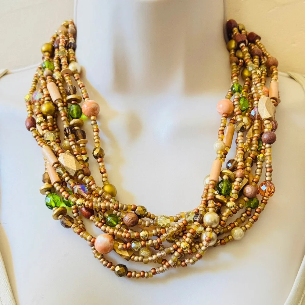 VTG Joan Rivers‎ Crystal Regal Multi Elegant Necklace Gold Layered Signed 19